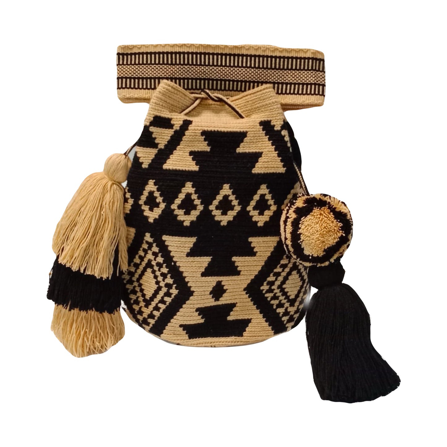 Wayuu bag beige and black diamond shape