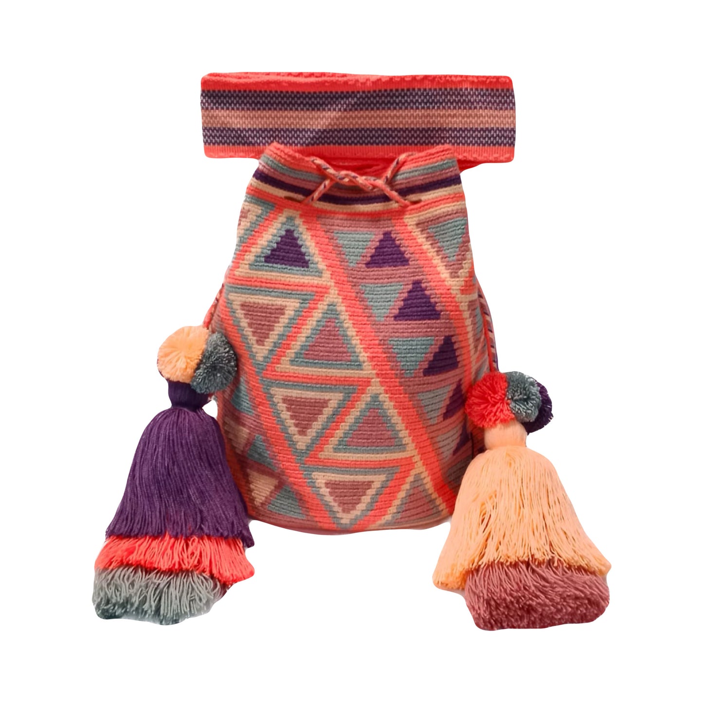 Wayuu bag coral, blush and purple