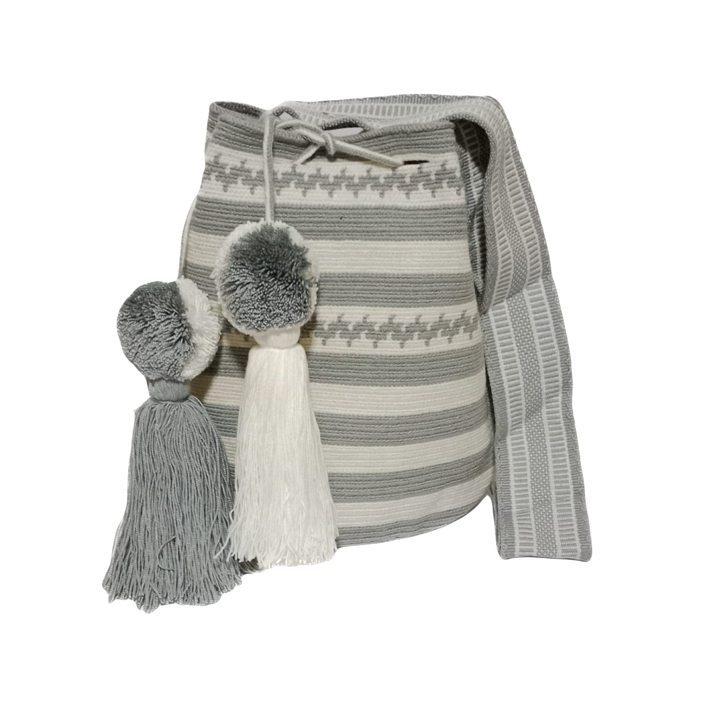 Wayuu bag off white and light grey