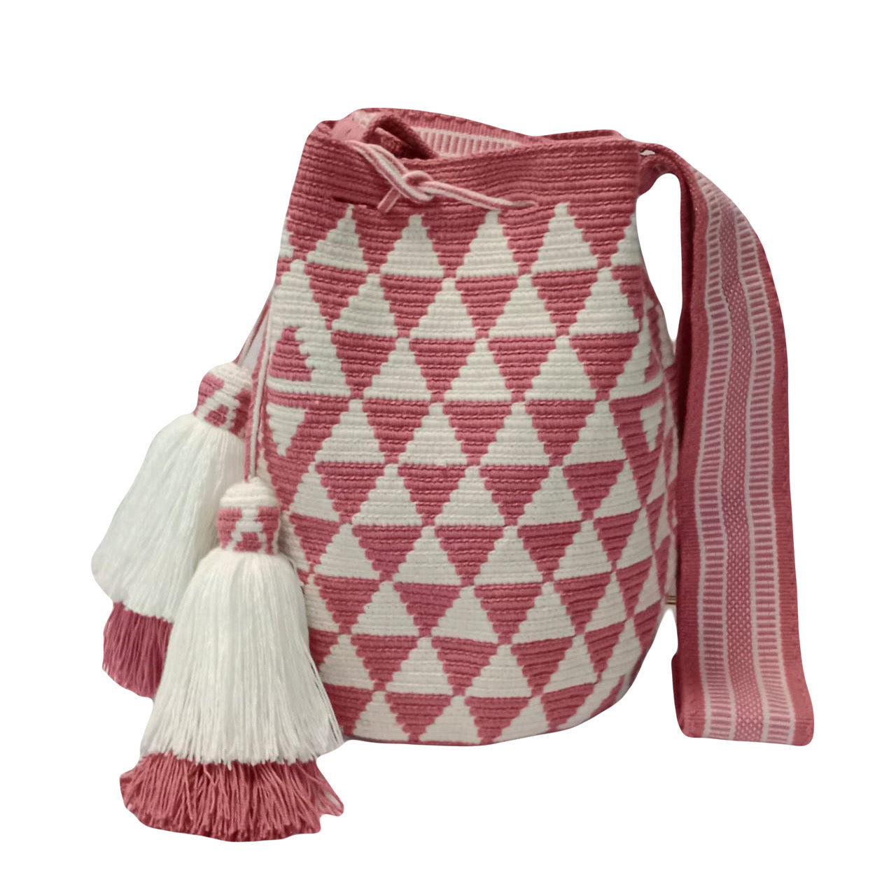Wayuu bag rosé and off white