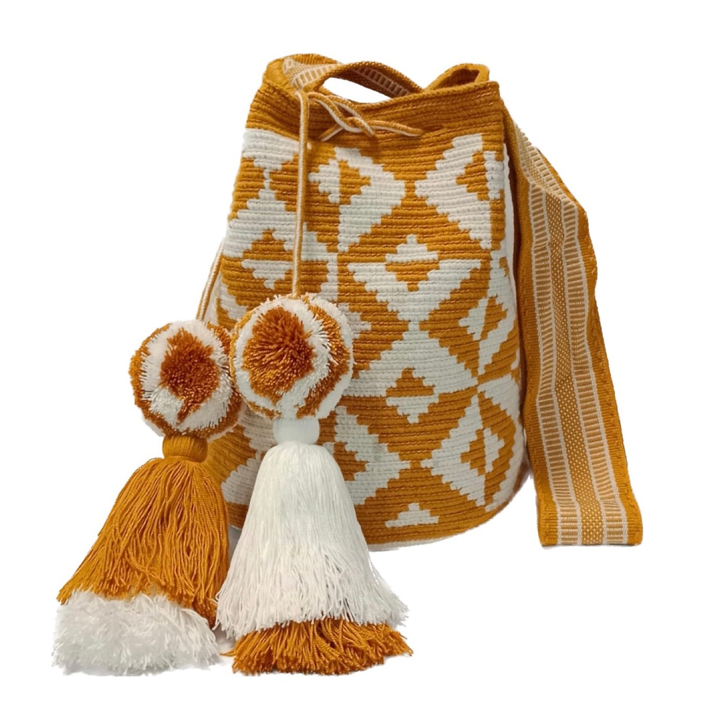 Wayuu bag yellow and off white
