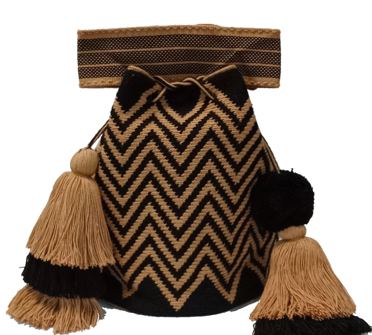 Wayuu bag zigzag black and beige